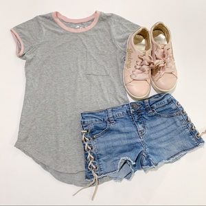 NORDSTROM POOF! GIRL HEATHER GRAY TOP SZ M